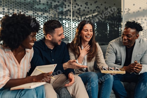 Preview: Diverse ecologists with solar panel patent solving pollution problems.