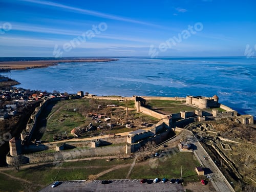 Preview: Aerial view of the Akkerman fortress in Belgorod-Dniester, Ukraine in winter