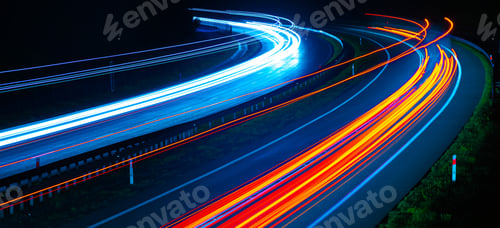 Preview: lights of cars with night. long exposure