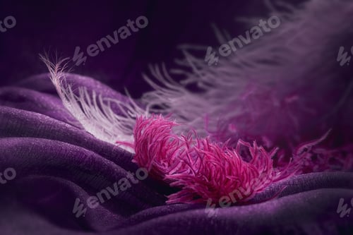 Preview: Wave of Elegant Violet Textile Texture with Fine Feathers