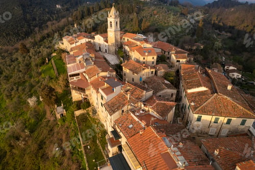 Preview: Aerial view of the small village of Monteggiori Versilia