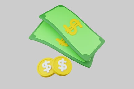Preview: Cartoon money and coins pile