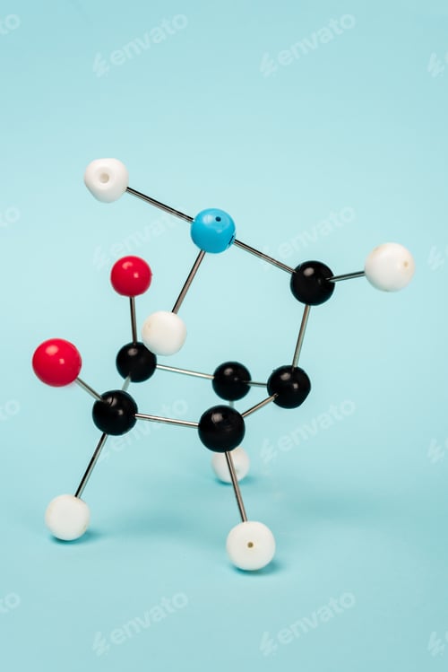 Preview: Construction of hormone molecular formula on blue background