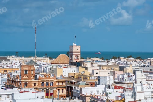 Preview: Aerial view of Cadiz with Tavira Tower - Cadiz, Andalusia, Spain