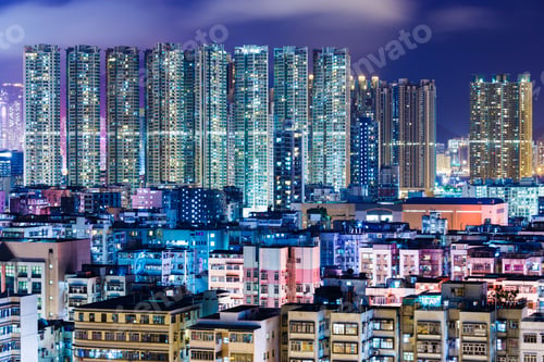 Preview: Apartment building in Hong Kong at night