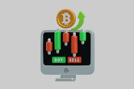 Gráfico de negociação de Bitcoin com seta