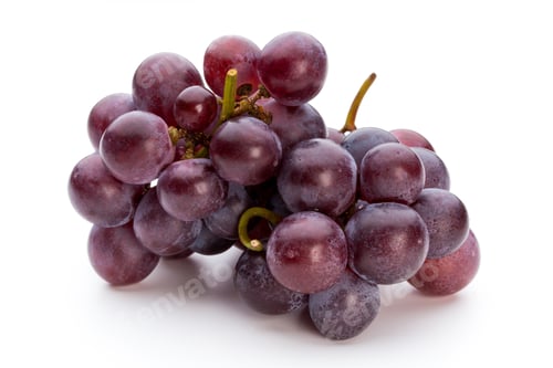 Preview: Ripe red grape isolated on white.