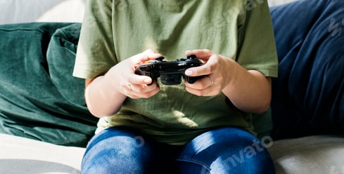 Preview: Woman playing video game alone