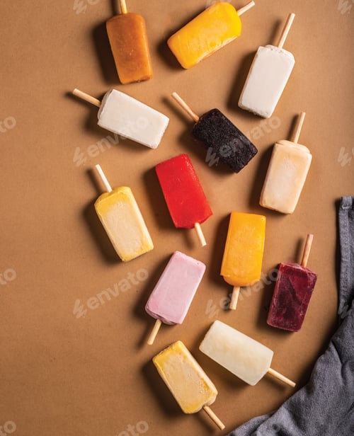 Preview: Top view shot of ice creams