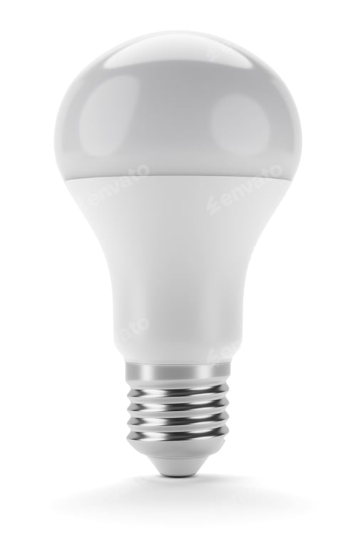 Preview: LED bulb isolated on white. 3D rendering illustration.