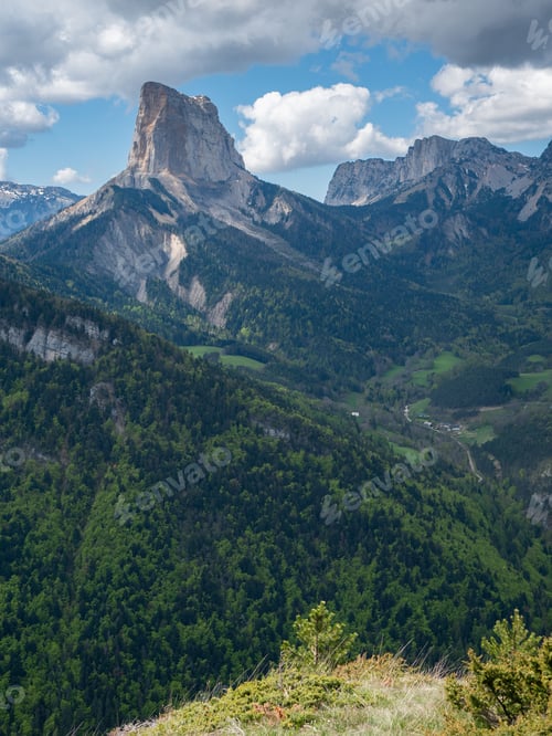 Preview: Scenic view of Mont Aiguille in the Vercors in France