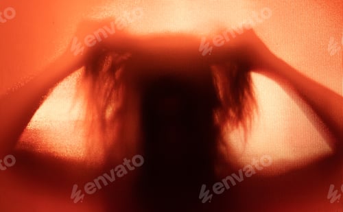 Preview: Shadowy figure behind glass - horror background