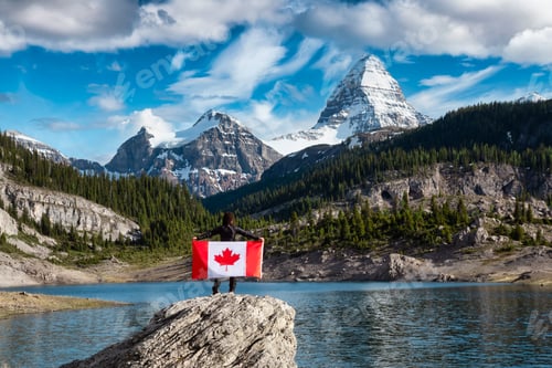 Preview: Girl Holding a Canadian National Flag