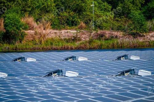 Preview: Floating solar panels and cell platform on the water of solar cell power plant