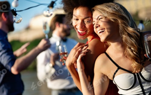 Preview: Happy group of friends having party and fun together