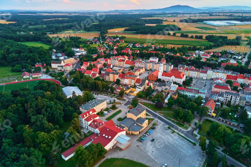 Preview: Aerial view of small tpwn in Europe