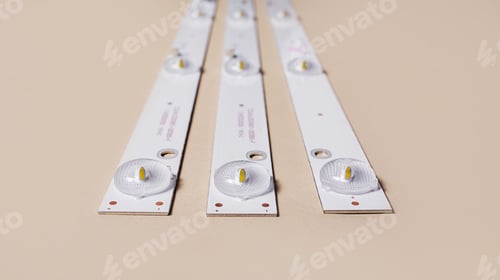 Preview: LED strips with lamps for an LCD TV or monitor on a light background. Repair of TVs, monitors.