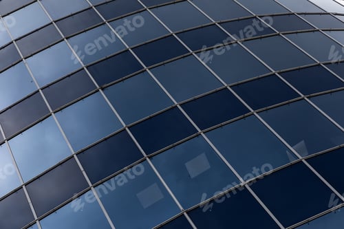 Preview: Glass facade of office building or business centre, diagonal view