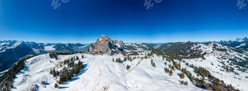 Preview: Beautiful view on snowy Grosser Mythen peak in canton of Schwyz in Switzerland