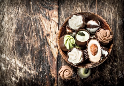 Preview: Chocolate candies in a bowl.