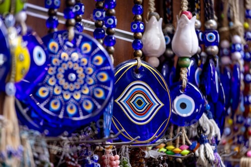 Preview: Variety of blue Fatima eye, protective amulets against evil eye, Turkish decorative glass souvenir