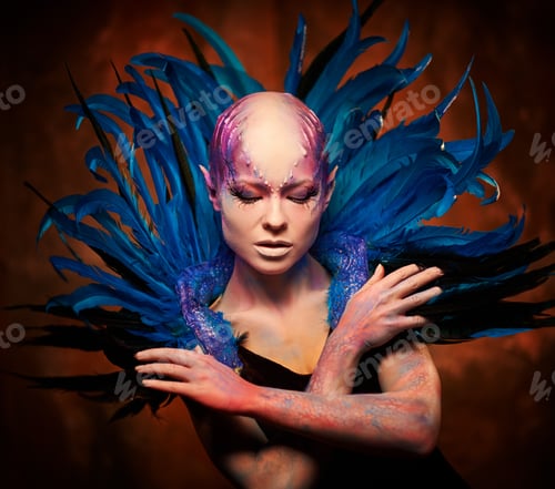 Preview: Creative makeup. Woman from space concept.