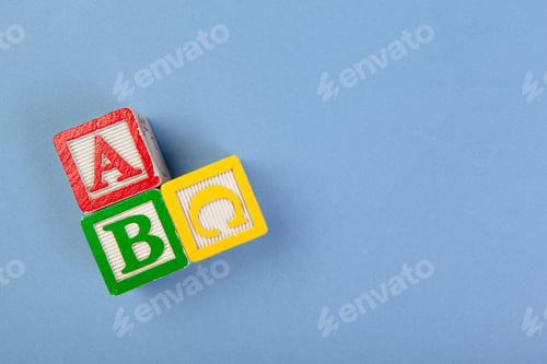 Preview: Alphabet blocks ABC close up, education concept