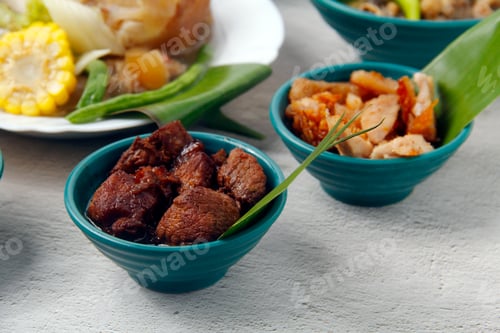Preview: Freshly cooked assorted Filipino food made from goat meat