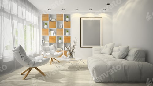 Preview: Interior of modern design room 3D illustration