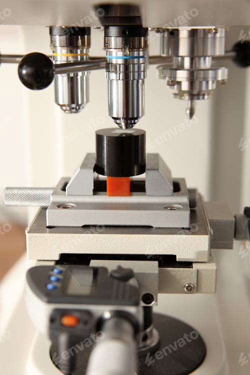 Preview: Close-up of modern cnc machine part. Measuring machine.