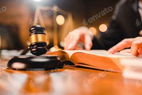 Preview: law and authority lawyer concept, judgment gavel hammer in court courtroom for crime judgement