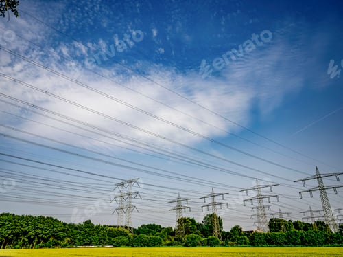 Preview: Power lines stretching across a vibrant sky