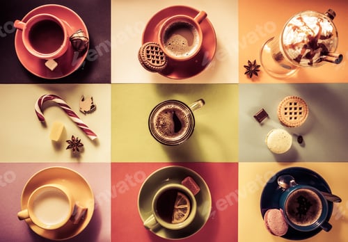 Preview: cup of coffee, tea and cacao