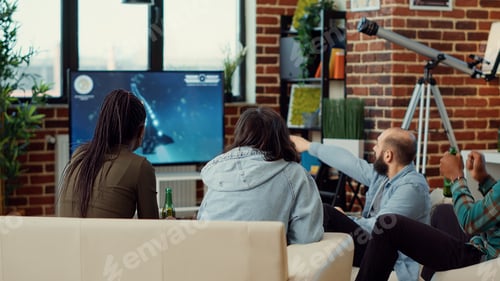 Preview: Diverse friends playing online shooting video games