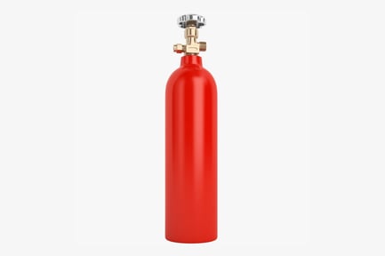 Preview: Red Oxygen Cylinder with Metallic Valve