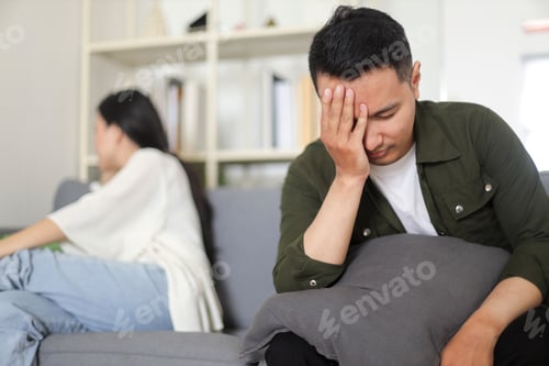 Preview: Upset Man with Relationship Difficulties at Home