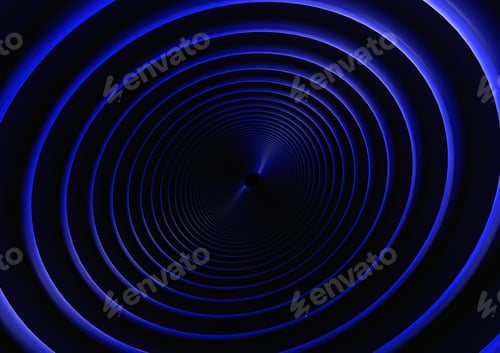 Vista previa: Túnel abstracto redondo, neón azul.