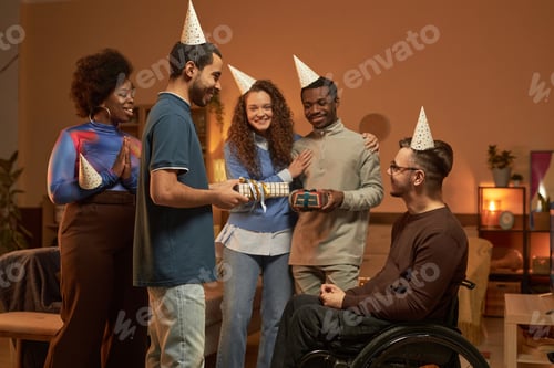 Friends Celebrate Birthday Together at Home with Gifts