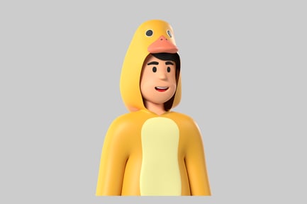 Visualização: Personagem de fantasia de pato