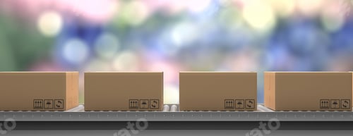 Preview: Conveyor belt. Handling and distribution concept. 3d illustration
