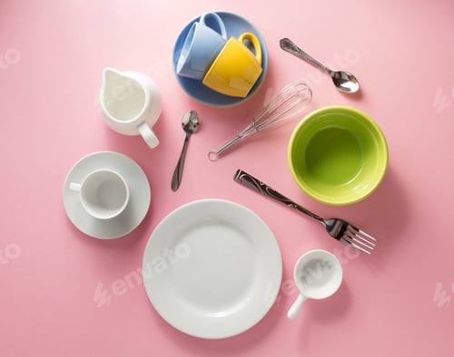 Preview: kitchenware at abstract background