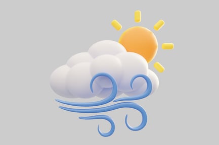 Preview: Cartoon sunny cloud with wind
