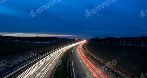 Preview: lights of cars driving at night. long exposure