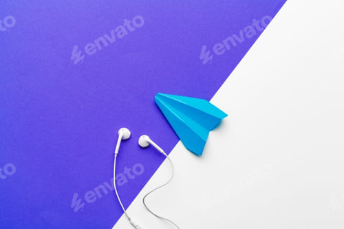 Preview: Business leadership ,financial concept. Blue paper plane