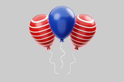 Visualização: Balões festivos: vermelho, branco, azul