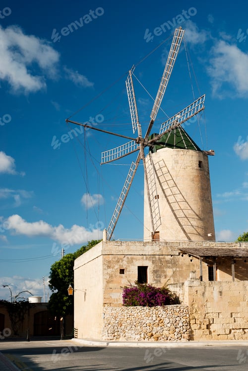 Preview: windmill on gozo island in malta