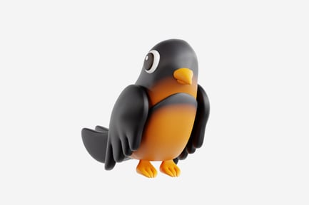 Preview: Robin Bird 3D Icon for Winter and Christmas