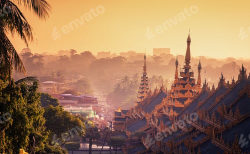 Preview: Yangon, Myanmar view at sunset