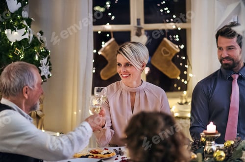 Preview: A multi-generation family indoors celebrating Christmas together