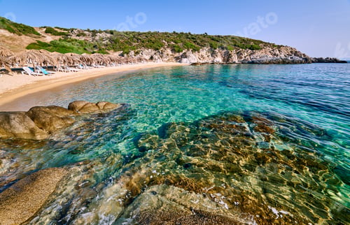 Preview: Beautiful beach and rocky coastline landscape in Greece